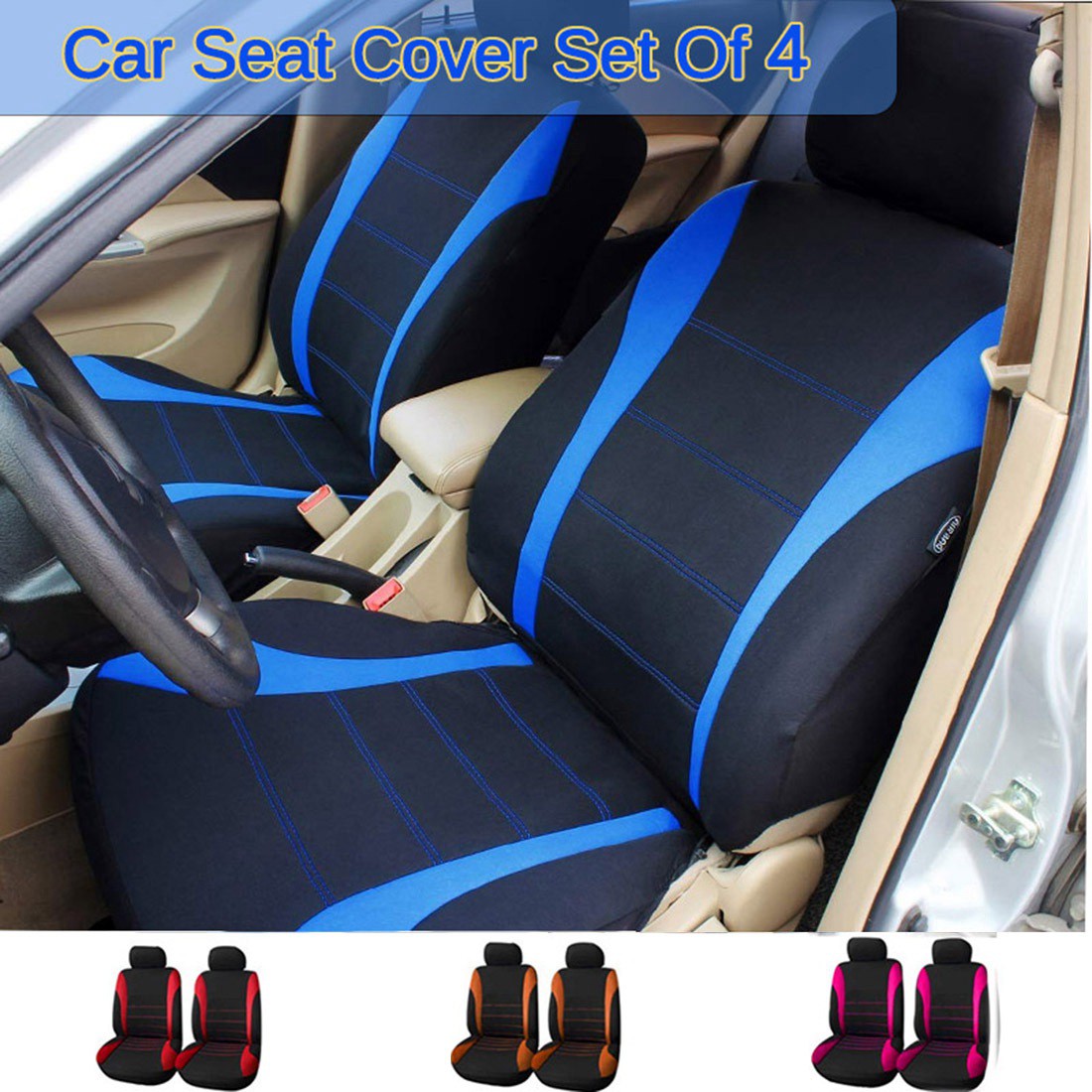 4pcs Automobiles Seat Covers Front Car Seat Covers Front Airbag Ready Sport Bucket Seat Cover Black Red Shopee Indonesia