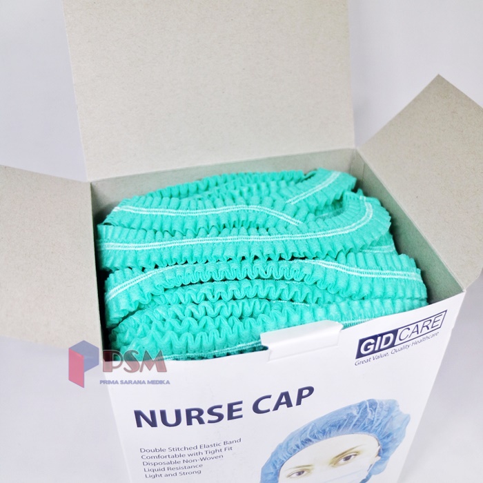 Gidcare Nurse Cap Non Woven / Hairnet Topi Perawat Penutup Kepala box