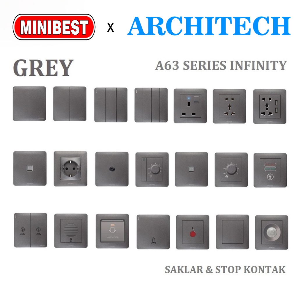 [MB] SAKLAR INFINITY GREY A63 ARCHITECH /STOP KONTAK/ SAKELAR/ CETEKAN SAKLAR RUMAH