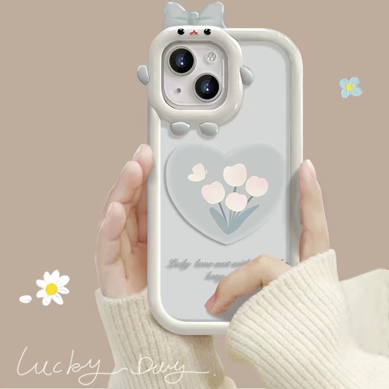 Ins Soft Case TPU Motif Bunga Tulip Untuk iPhone 14 14pro 14max 14prm 13 13pro 13pro 13prm 11 6splus 7Plus 8Plus Xr XS 13 12pro Max