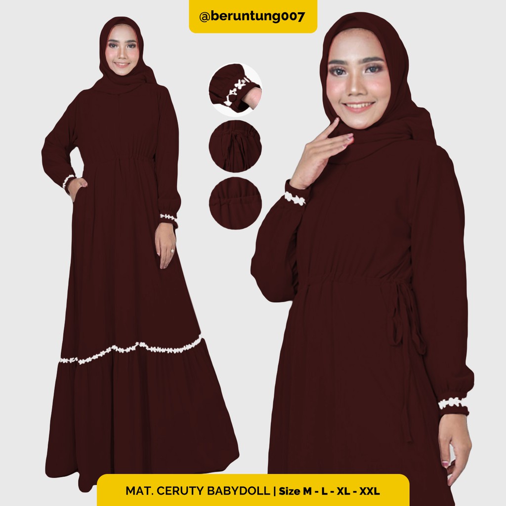 GAMIS CERUTY BABYDOLL RENDA PREMIUM MERAH MAROON - GAMIS REMAJA - GAMIS TERBARU