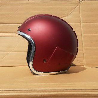 Helm Robot Merah Maroon Dop List Chrome