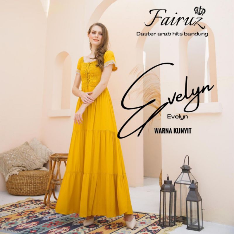 Daster Arab FAIRUZ EVELYN Long Dress Rayon sabrina Top crop super klok