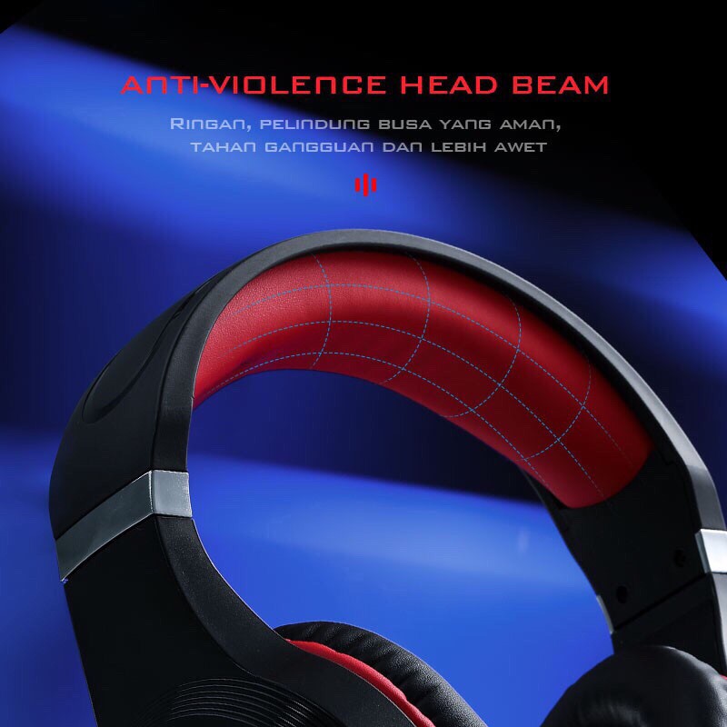 GAMEN GH1100 PRO RGB Lighting Effects Anti-violence Head Beam Gaming Headset Black-Garansi 1 Tahun