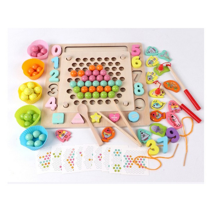 Four unity Beads Holder Mainan Montessori Anak Belajar Warna Match Game Sensory Toys Sensory Play Mainan Sensorik