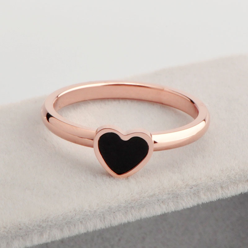 AZ211 [COD✔] Korean Cinta Hati Cincin Titanium Lapisan Emas Model 18k Rose Gold Cincin Aksesori