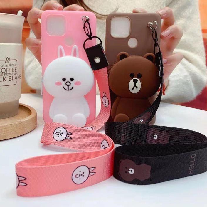 REALME C25 C1 C2 C11 C12 C15 C17 7I CASE KARAKTER DISNEY DOMPET KOIN + GANTUNGAN TALI HP <