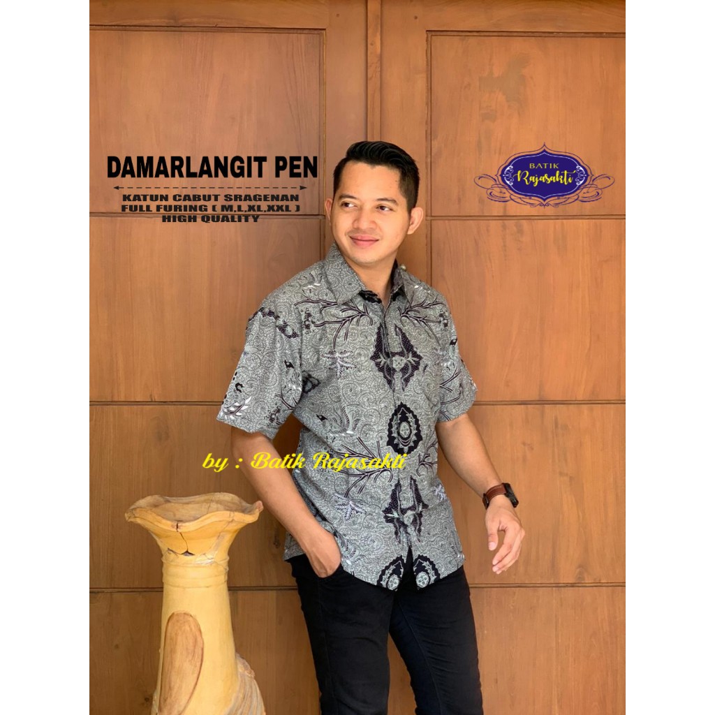 DAMARLANGIT PEN Kemeja Batik Pria Lengan Pendek Katun Halus FULL FURING Rajasakti