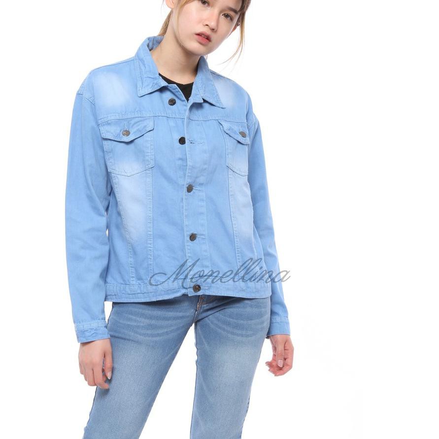 QOL BL - J11176 Jaket Jeans Denim  Wanita Kekinian 