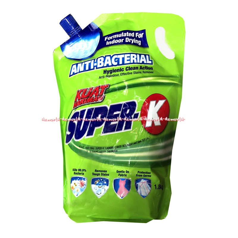 Super-K Fast 1.8kg Fast Clean Anti Bacterial Colurtec Liquid Detergent Cair Kuat Harimau Super K Sabun Cuci Cair Baju Pakaian Bersih Penghilang Noda 1.8 kg