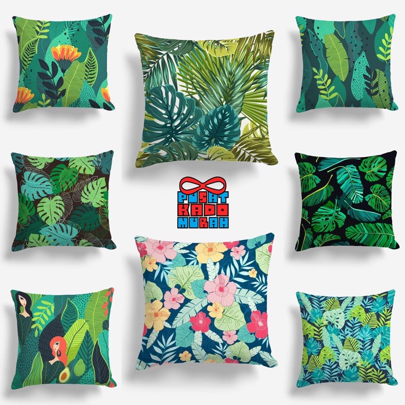 Bantal Sofa Motif Daun Monstera Leaves 40x40 cm - Pusat Kado Murah