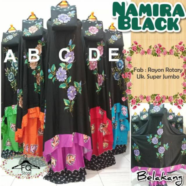 Mukena namira/ mukena jumbo/ mukena warna hitam/ mukena dewasa/ mukena lukis