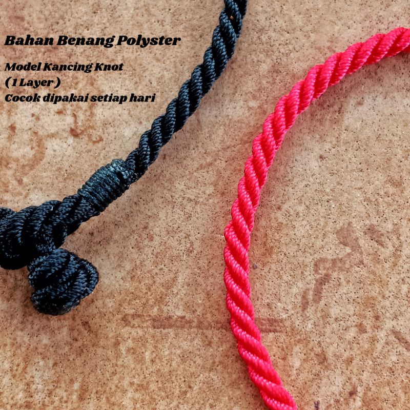 Gelang Tali Merah &amp; Hitam Kancing Knot / Gelang Merah / Gelang Tali Hitam / Gelang Keberuntungan /Gelang Pria / Gelang Pria Murah / Gelang Cowok / Gelang Tridatu Pasupati Bali / Gelang Hitam / Gelang Tali / Craftdewata