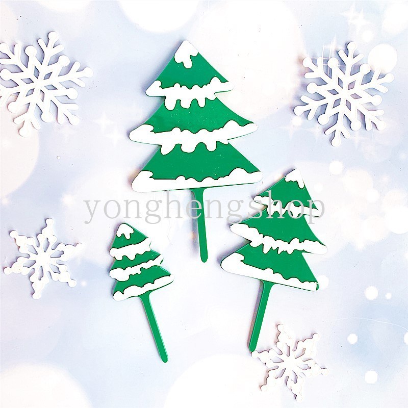 Topper Kue Cupcake Desain Snowing House Bahan Akrilik Untuk Dekorasi Natal