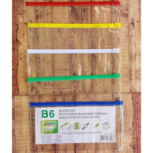 MAP ZIPPER POCKET A6 B6 KECIL ZIP SLETING TEMPAT PENSIL PLASTIK TRANSPARAN KLIP WARNA MURAH