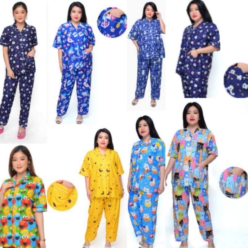 piama jumbo ld 120/baju tidur setelan celana panjang