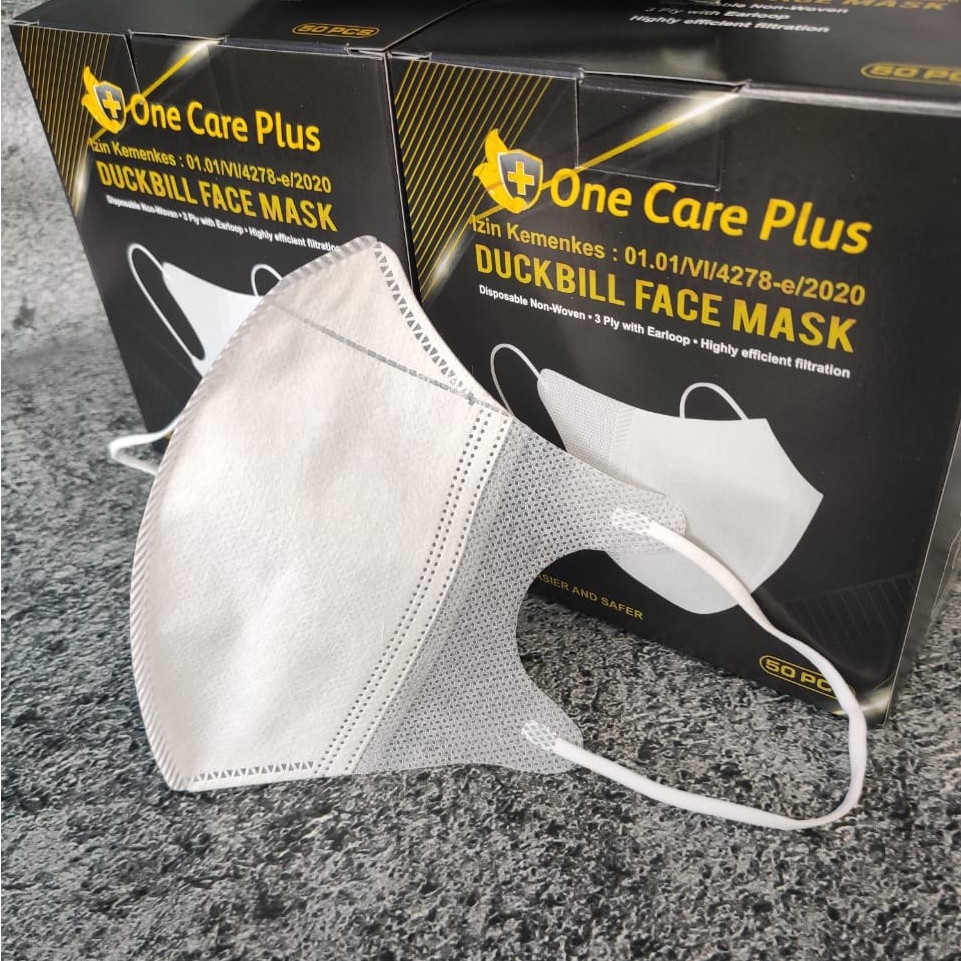 PER 1 BOX 50 PC - MASKER DUCKBILL ONECARE ONE CARE GARIS - BOX HITAM BLACK EDITION