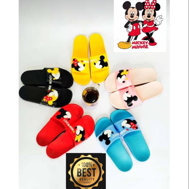 12.12 SALE SANDAL SLOP MICKEY MINNI SLIP ON KARAKTER TIMBUL SANDAL WANITA