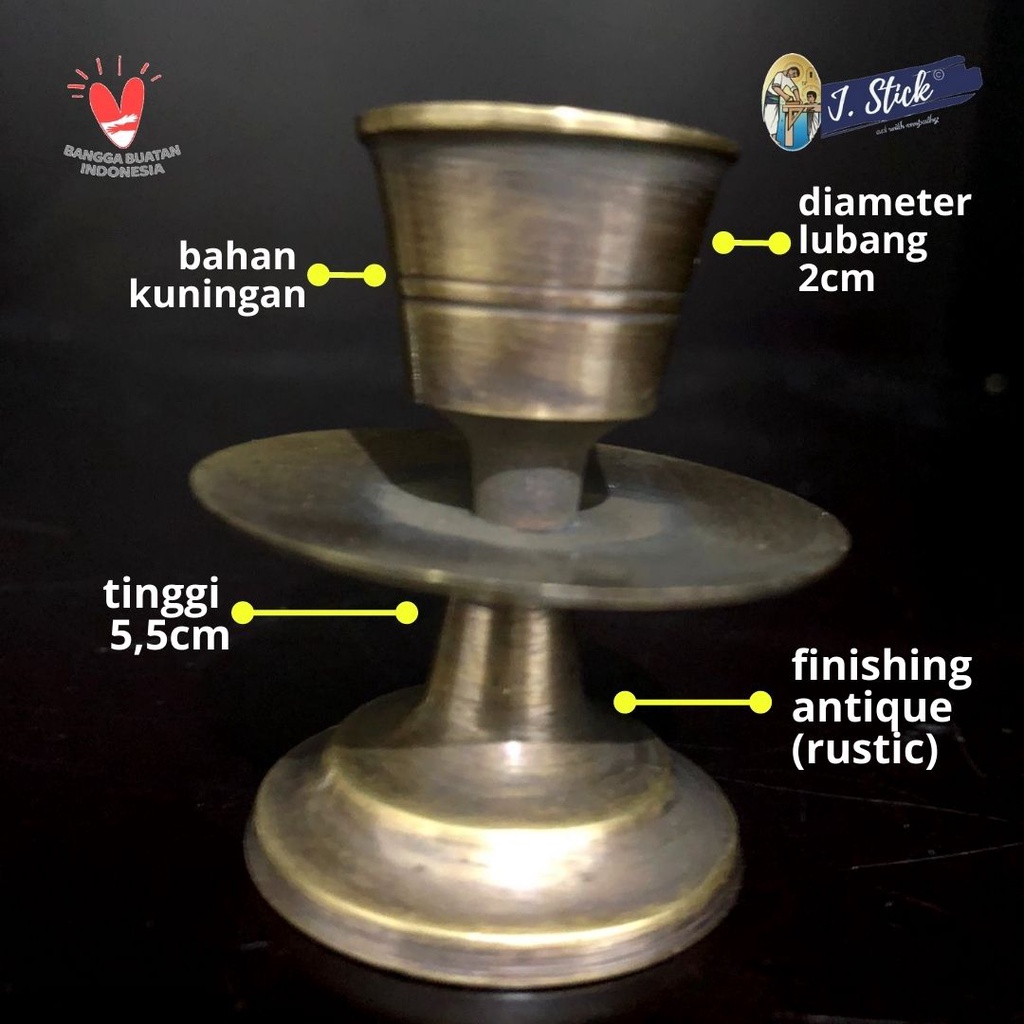 Tempat Lilin - Kuningan , lilin diameter 2 cm