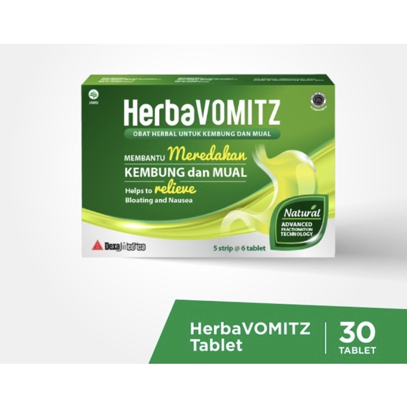 Herbavomitz box 30 tablet ( herbal perut kembung mual maag )