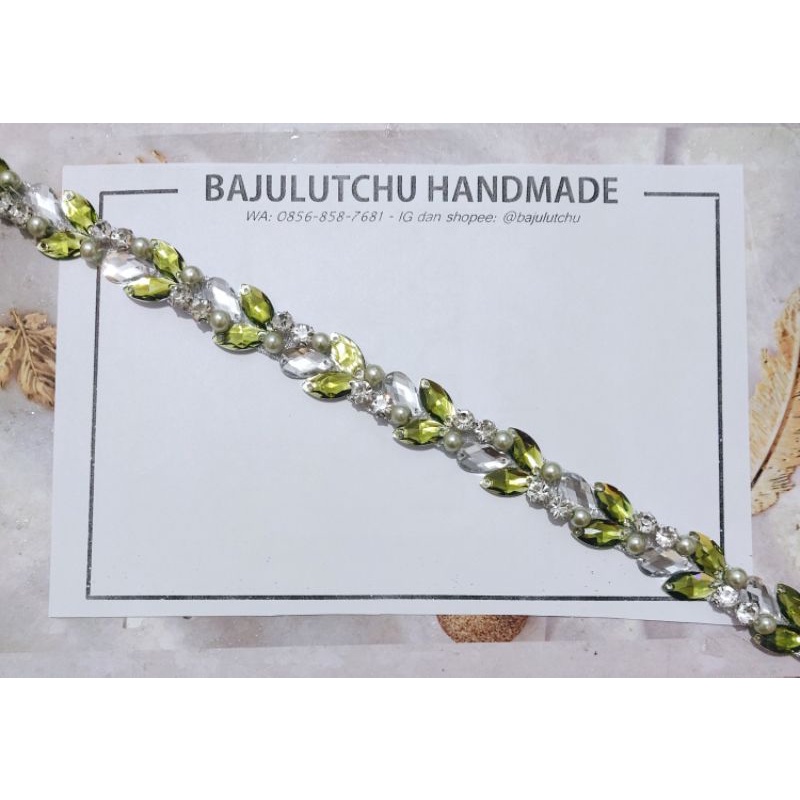 payet rangkai salur pinggang murah hijau sage green olive