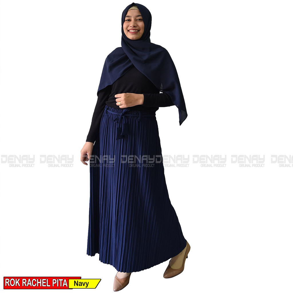 Rok Plisket Import - Bawahan Panjang Wanita Matt Moscrepe Premium Quality - Fashion Muslim