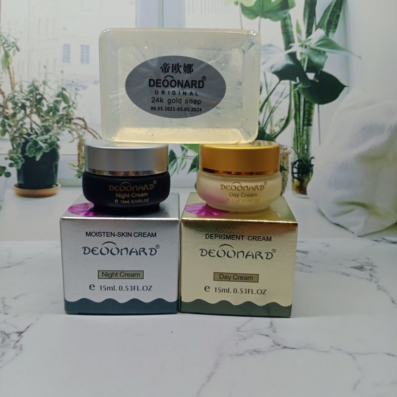 PAKET DEONARD GOLD 3 IN 1 | SABUN+CREAM SIANG+CREAM MALAM