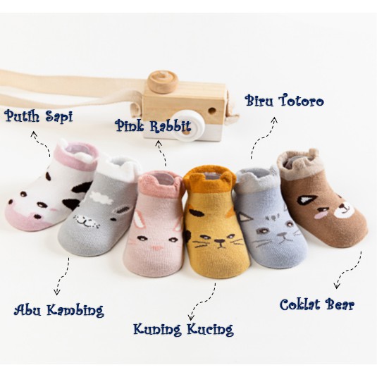 Kaos Kaki Bayi Pendek Karakter Hewan / Kaos Kaki Anti Slip Anak Lucu