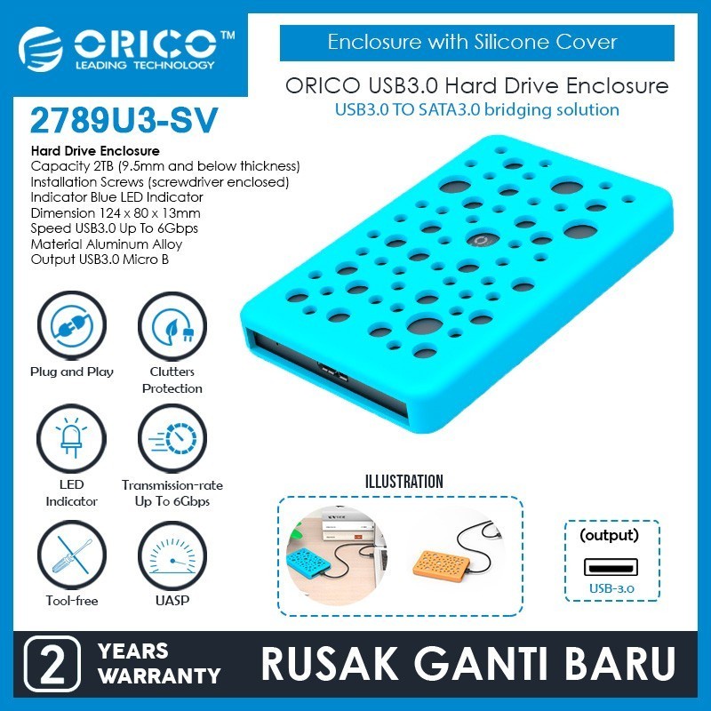 ORICO 2789U3 2.5 inch USB3.0 Hard Drive Enclosure with Silicone Cover