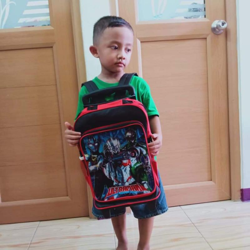 Tas troli anak laki laki sekolah SD TK paud / tas dorong / tas ransel dorong sekolah TK SD anak cowok by zellshop