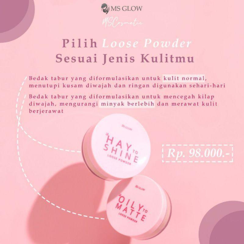 loose powder MS glow | bedak tabur MS glow | bedak MS glow