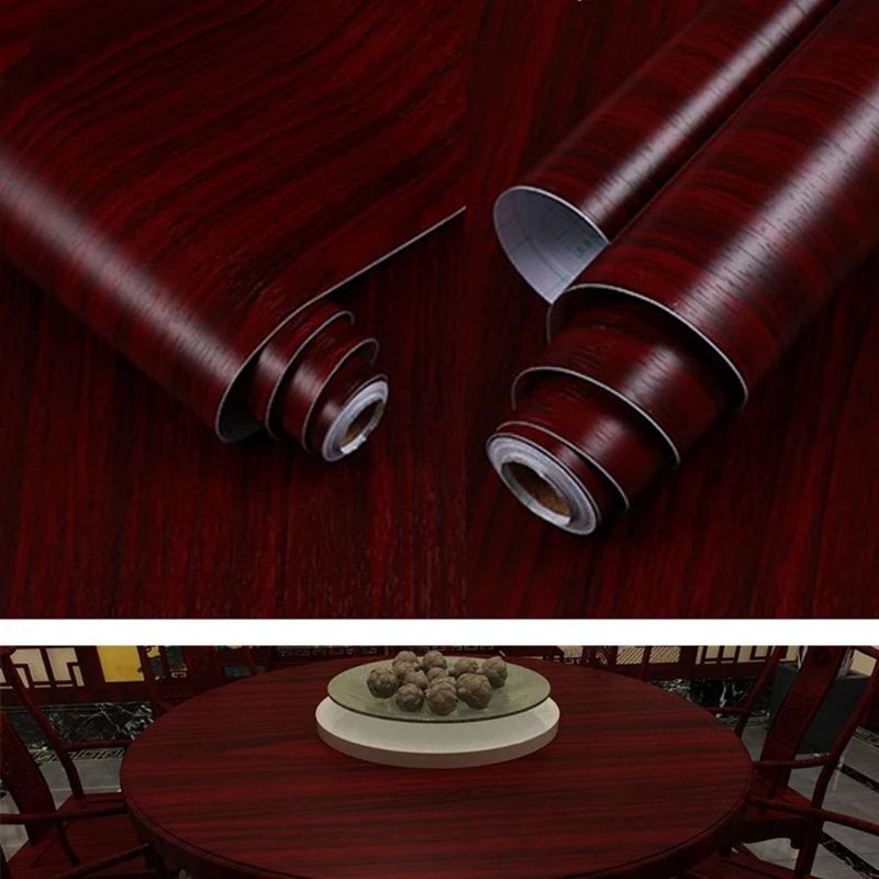 Wallpaper Sticker Dinding Motif Kayu Maroon Panjang 10M x Lebar 45cm