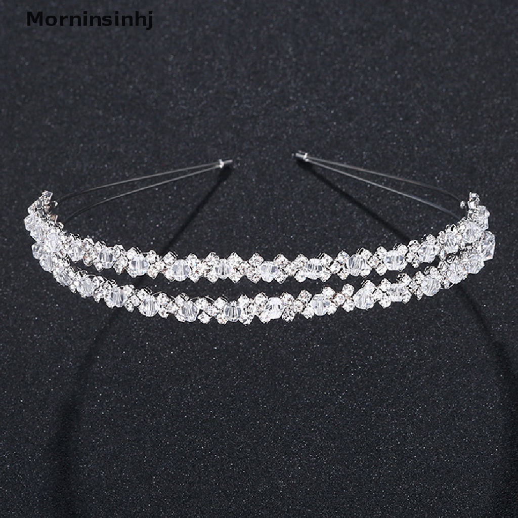 Mornin Bride Headband Tiara Mahkota Pengantin Handmade Kristal Double Layer Wedding Hairband