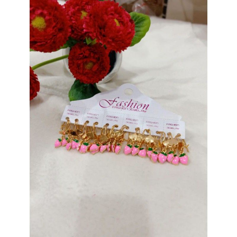 Anting Anak Motif Lucu Strowberry Pink