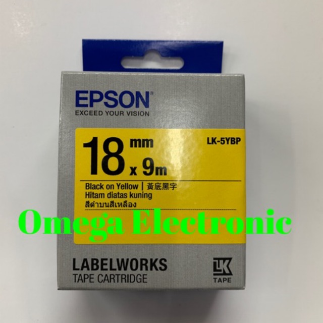 Epson LabelWorks 18mm Black on White Label Tape Catridge LK-5YBP