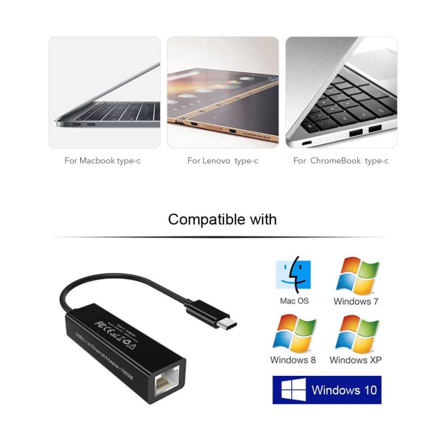 Usb 3.1 type-c to Lan rj45 choetech gigabit 1Gbps ethernet adapter network Hub-R01 r-01