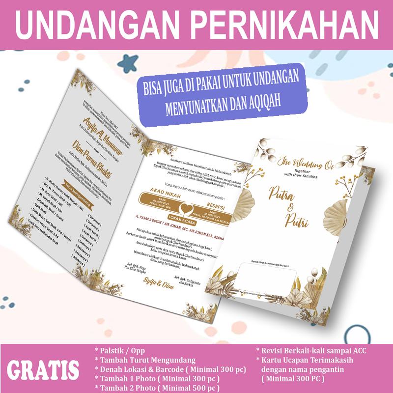 Kartu Undangan Pernikahan Murah, Cantik, Elegan, Simpel, Vintage, Rustik, Surat Undangan Pernikahan
