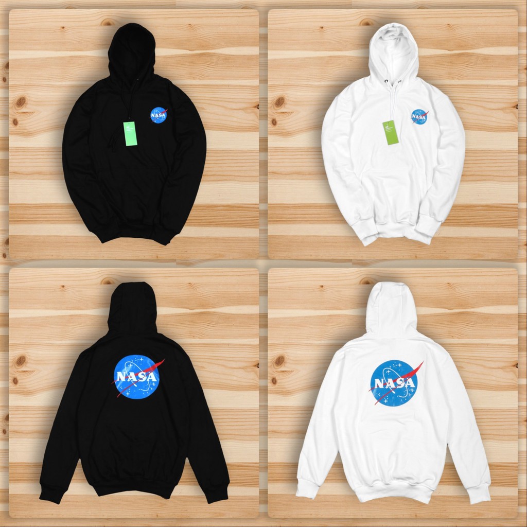 nasa patch white pullover hoodie