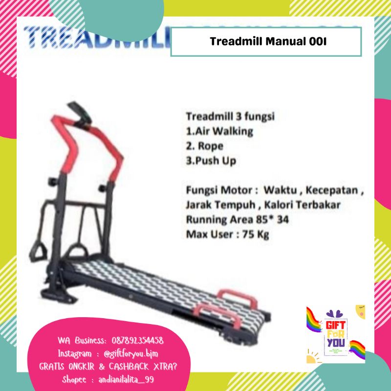 GIFT FOR YOU BANJARMASIN - TREADMILL MANUAL 001 / Alat Fitness / Alat Kesehatan