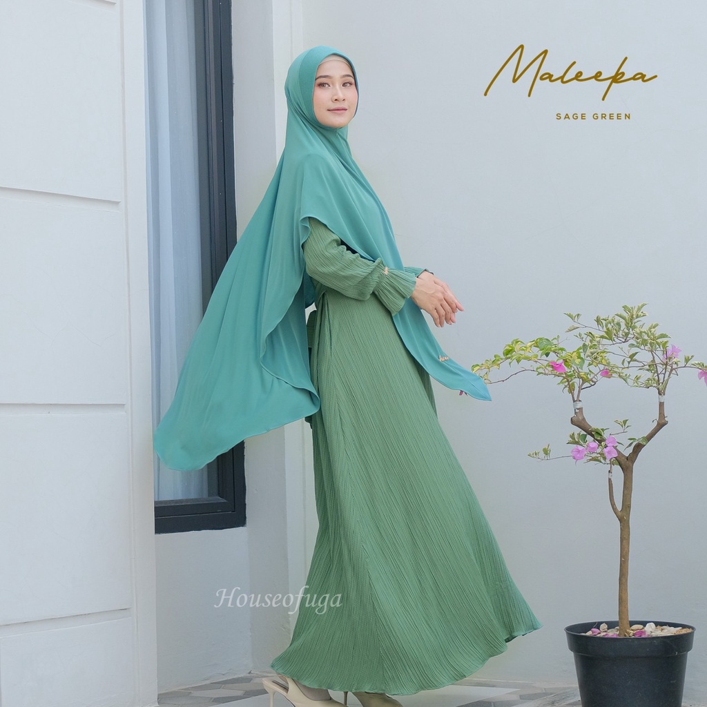 Saffashion - House of Uga Gamis Syari Maleeka Dress Motif Polos
