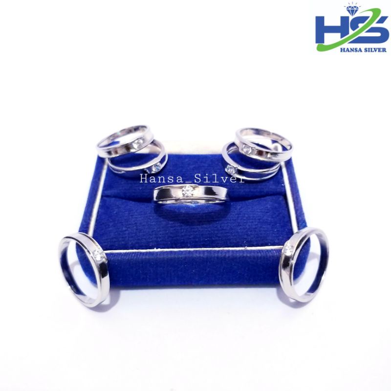 Cincin Perak Asli Silver 925 Lapis Emas Putih Model Couple Tunangan Harga Satuan