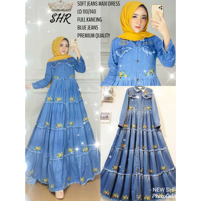 [COD] ORI SHR Soft Jeans Maxi Dress