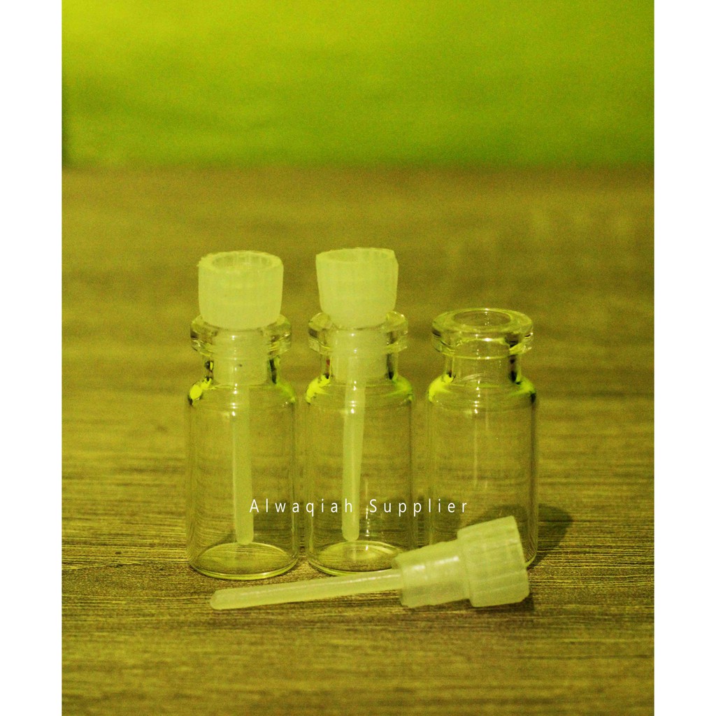 Botol tester tutup plastik bibit parfum / botol kaca mini souvenir 3ml 3 ml