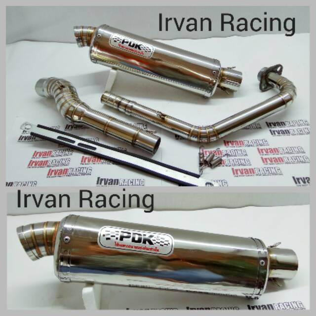 Knalpot Racing PDK Trioval for Satria Fu, Jupiter MX (Old or New). Bahan Full Stainless