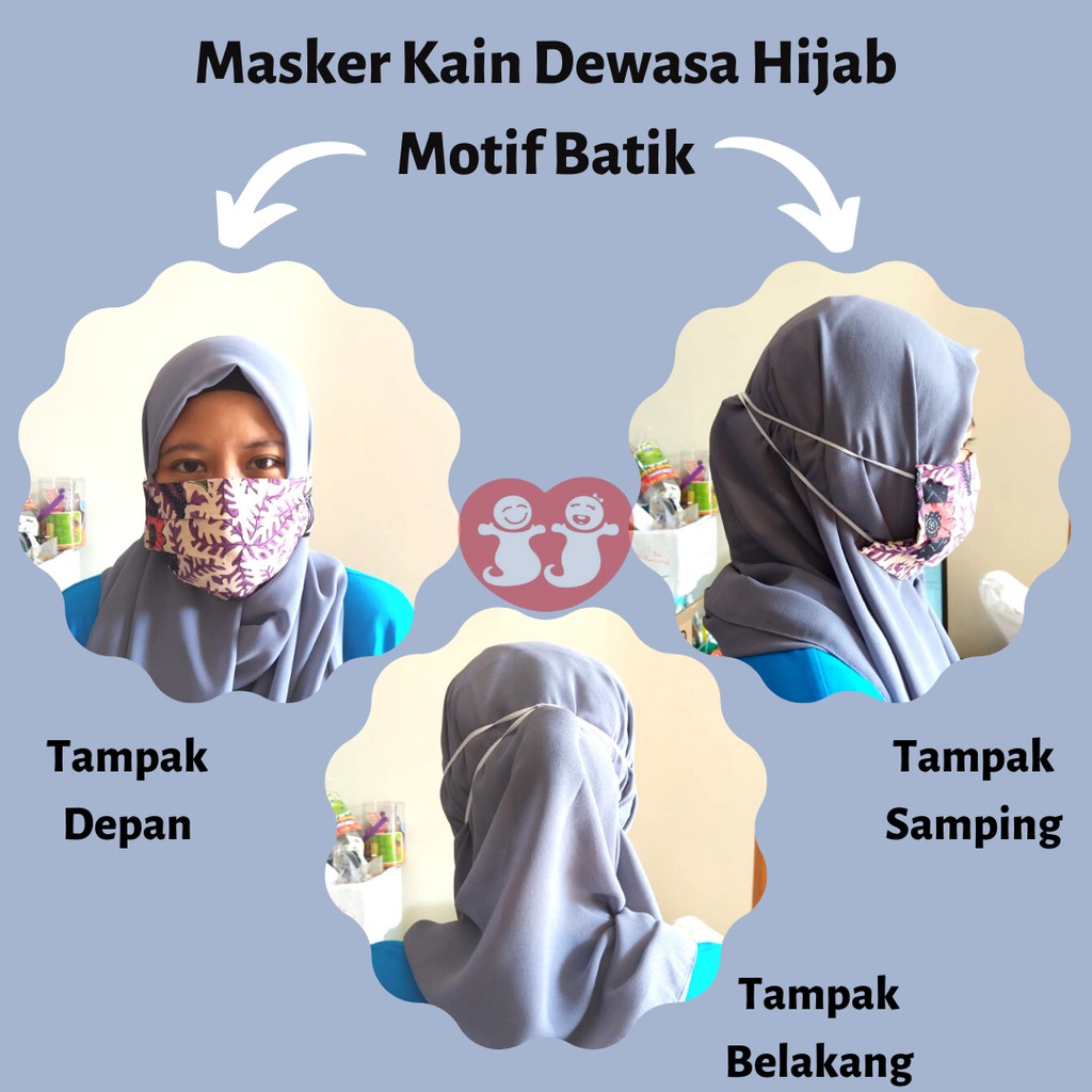 Mask Kain Motif Batik Reusable - Hijab