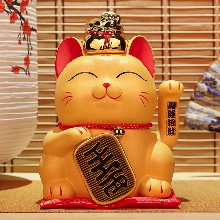 Kucing Maneki Gold TERBARU Pajangan Kucing Nepang Maneki Neko Keramik Harga Grosir Termurah