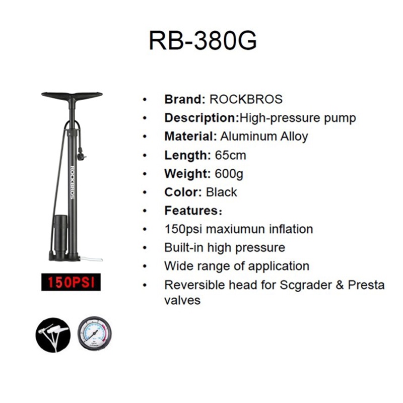 ROCKBROS 380G Pompa Ban Sepeda Bicycle Pump
