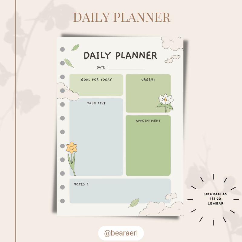 

Bearaeri - Isi Binder Daily Planner Pastel Colorfull 20r A5