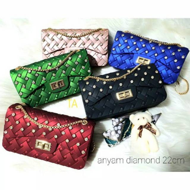 TAS JELLY ANYAM DIAMOND MATTE