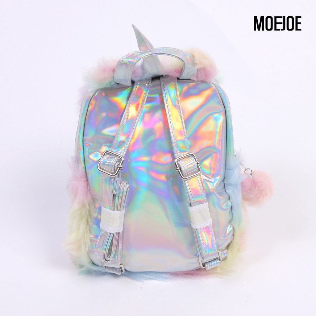 READY STOCK NEW Tas Ransel Wanita UNICORN HOLOGRAM Bulu Lembut Halus Soft Fluffy Imut Lucu Gemoy Omo Omo Kiyowo / Backpack Stylish Bentuk Hewan Kuda Pegasus Korean Style K-POP